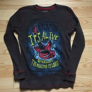 Rock and Roll Guitar Long Sleeve Halloween Thermal Shirt. Rock Will Never Die